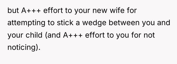 but A+++ effort to your new wife for attempting to...
