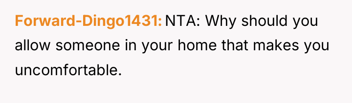 Forward-Dingo1431 NTA: Why should you allow someone in your home...