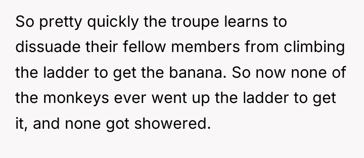 So pretty quickly the troupe learns to dissuade their fellow...