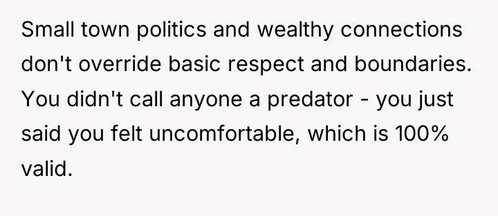 Small town politics and wealthy connections don't override basic respect...