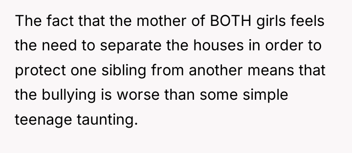 The fact that the mother of BOTH girls feels the...