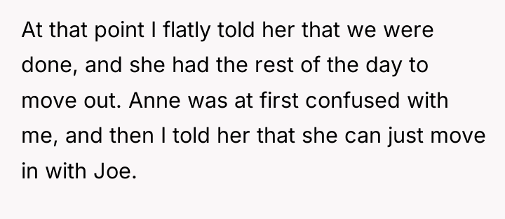 At that point I flatly told her that we were...
