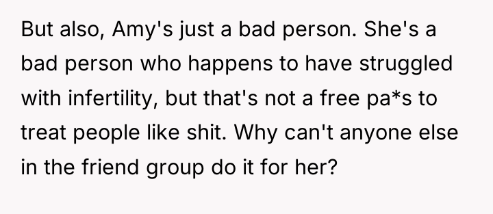 But also, Amy's just a bad person. She's a bad...