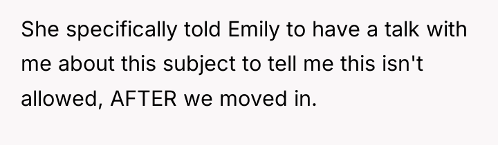 She specifically told Emily to have a talk with me...
