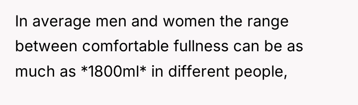 In average men and women the range between comfortable fullness...