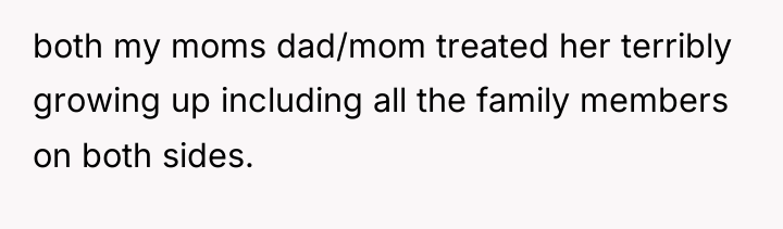 both my moms dad/mom treated her terribly growing up including...