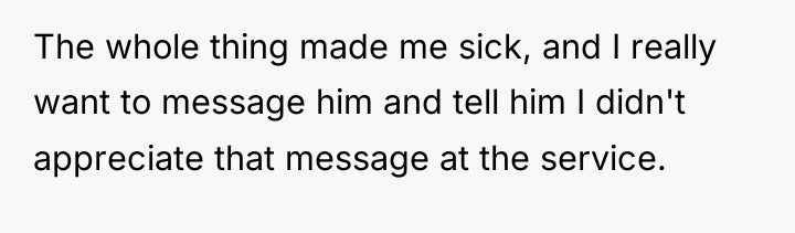 The whole thing made me sick, and I really want...