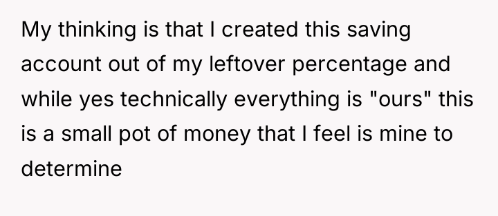 My thinking is that I created this saving account out...