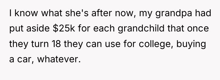 I know what she's after now, my grandpa had put...