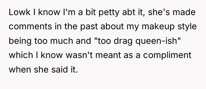 Lowk I know I'm a bit petty abt it, she's...