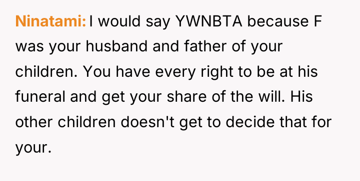 Ninatami I would say YWNBTA because F was your husband...