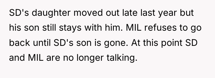 SD's daughter moved out late last year but his son...