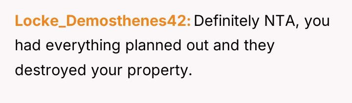 Locke_Demosthenes42 Definitely NTA, you had everything planned out and they...