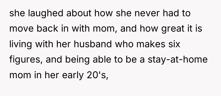 she laughed about how she never had to move back...