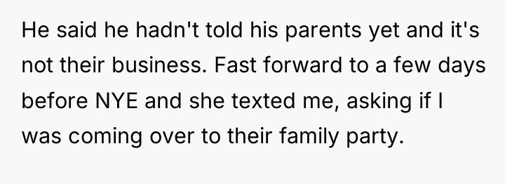 He said he hadn't told his parents yet and it's...