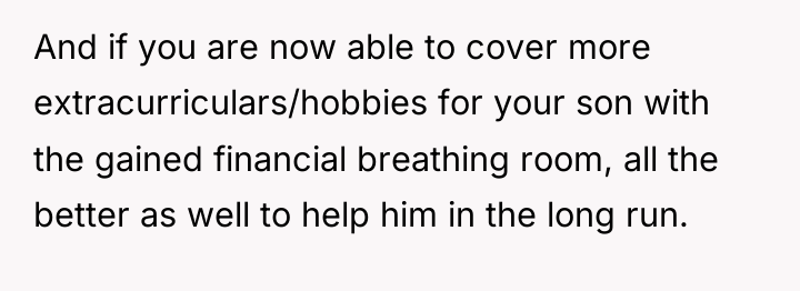 And if you are now able to cover more extracurriculars/hobbies...