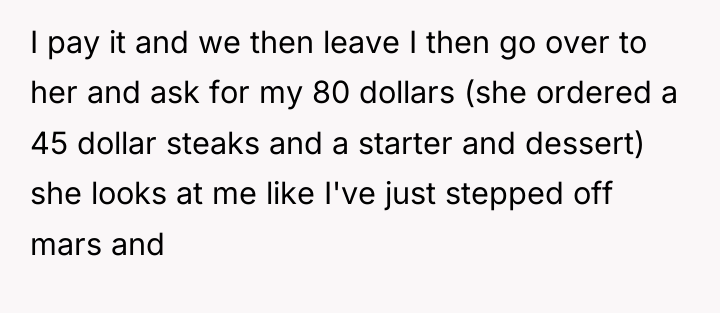 I pay it and we then leave I then go...