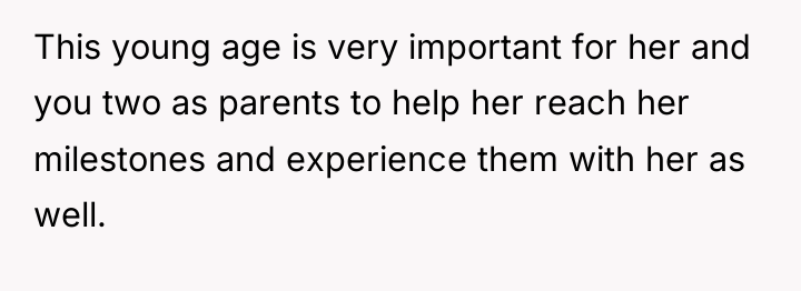 This young age is very important for her and you...