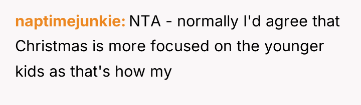naptimejunkie NTA - normally I'd agree that Christmas is more...