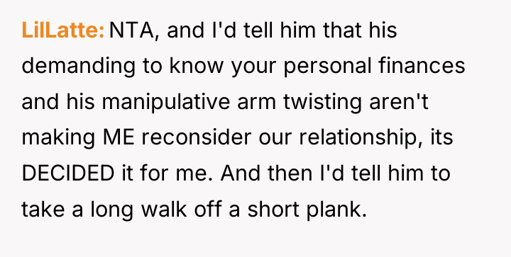 LilLatte NTA, and I'd tell him that his demanding to...