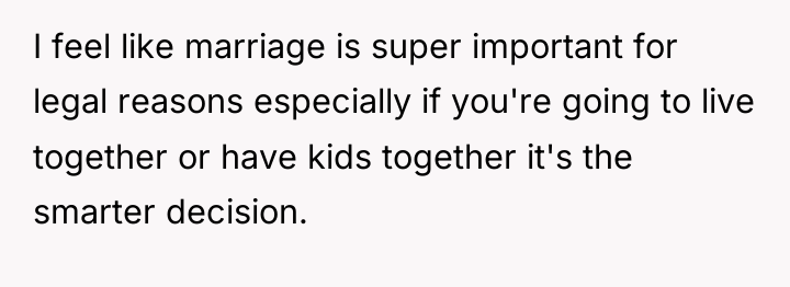 I feel like marriage is super important for legal reasons...
