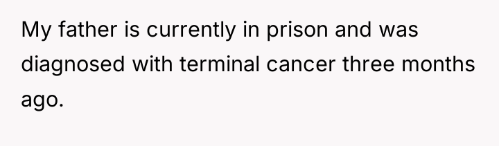 My father is currently in prison and was diagnosed with...