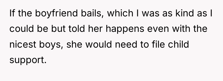 If the boyfriend bails, which I was as kind as...