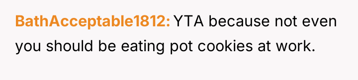 BathAcceptable1812 YTA because not even you should be eating pot...
