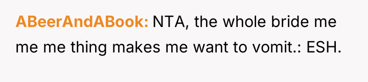 ABeerAndABook NTA, the whole bride me me me thing makes...