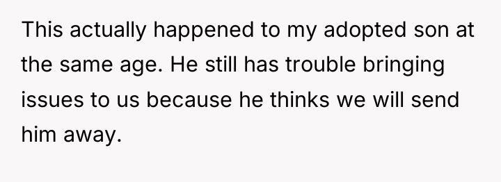 This actually happened to my adopted son at the same...