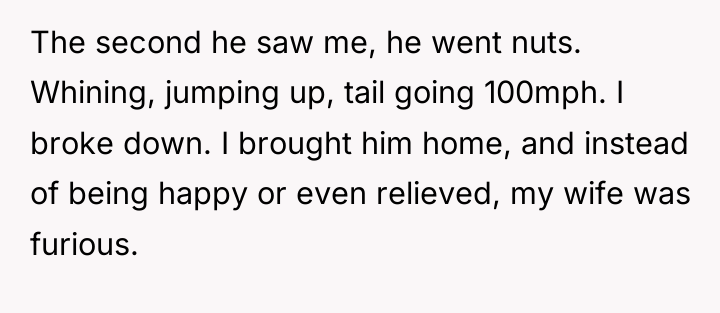 The second he saw me, he went nuts. Whining, jumping...