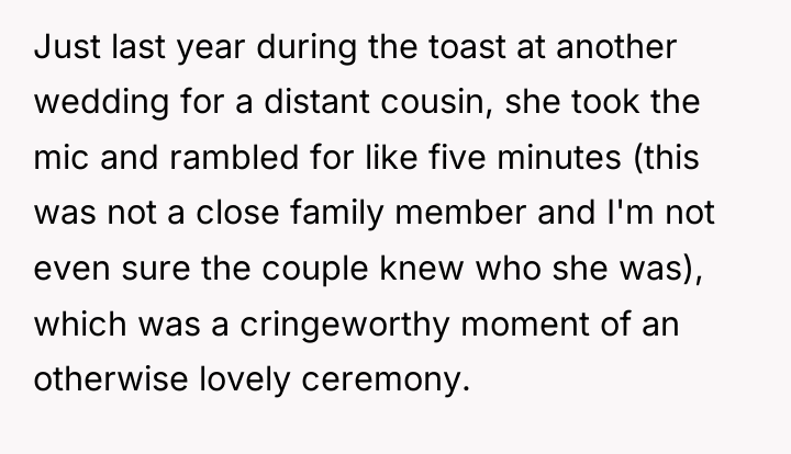 Just last year during the toast at another wedding for...