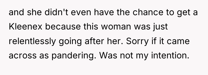 and she didn't even have the chance to get a...