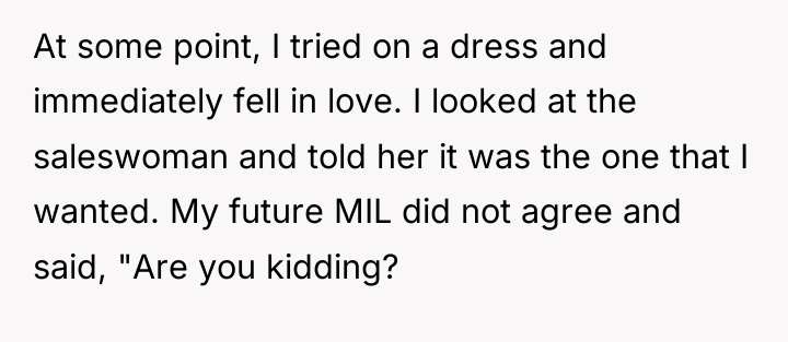 At some point, I tried on a dress and immediately...