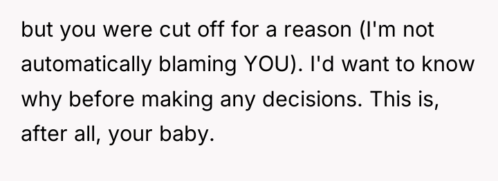 but you were cut off for a reason (I'm not...