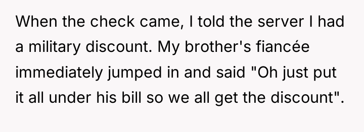 When the check came, I told the server I had...