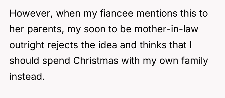 However, when my fiancee mentions this to her parents, my...