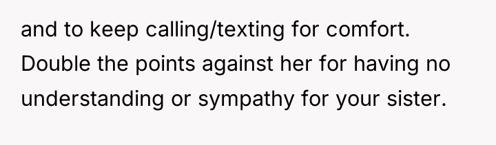 and to keep calling/texting for comfort. Double the points against...