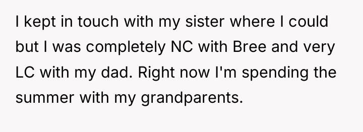 I kept in touch with my sister where I could...