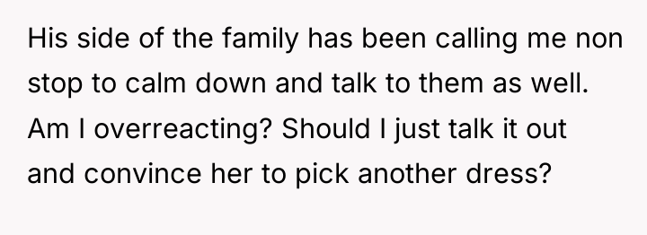 His side of the family has been calling me non...