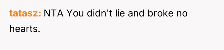 tatasz NTA You didn't lie and broke no hearts.