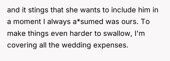 and it stings that she wants to include him in...