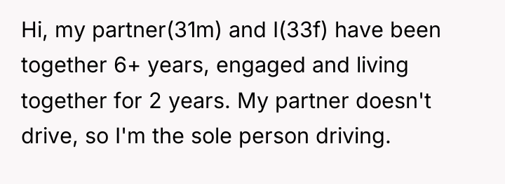 Hi, my partner(31m) and I(33f) have been together 6+ years,...