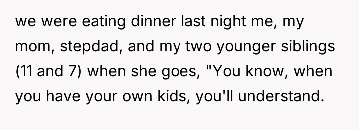we were eating dinner last night me, my mom, stepdad,...