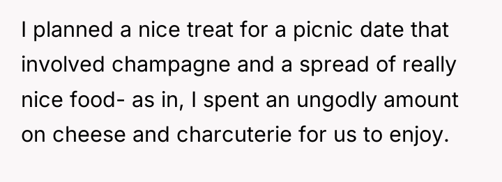 I planned a nice treat for a picnic date that...