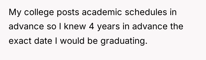My college posts academic schedules in advance so I knew...