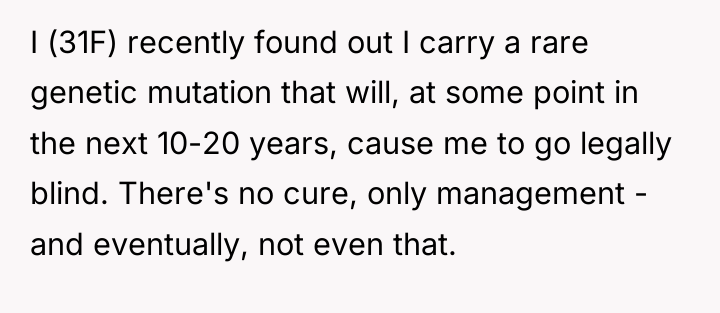 I (31F) recently found out I carry a rare genetic...
