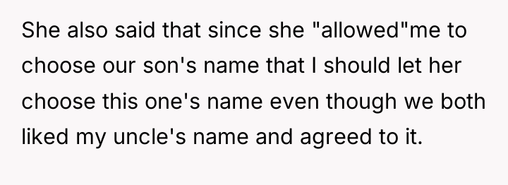 She also said that since she "allowed"me to choose our...