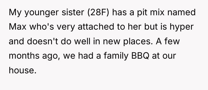 My younger sister (28F) has a pit mix named Max...