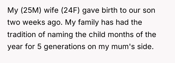 My (25M) wife (24F) gave birth to our son two...